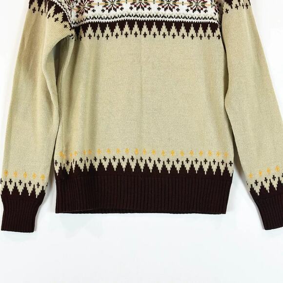 Vintage Ferranti Men Fair Isle Sweater Medium Pull-Over Grandpa Cozy Cabin Brown - Picture 3 of 8